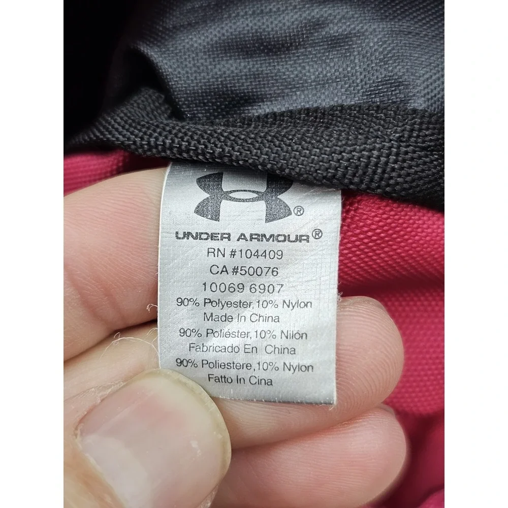 Under Armour Pink Drawstring Sackpack Gym Bag Backpack UA Logo Pattern Zip Pocke